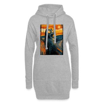 Le cri du chat - Design amusant d’Halloween - Sweat-shirt à capuche long Femme - gris chiné - Devant