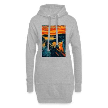 Chat d’Halloween – Motif artistique dans le style de Van Gogh - Sweat-shirt à capuche long Femme - gris chiné - Devant