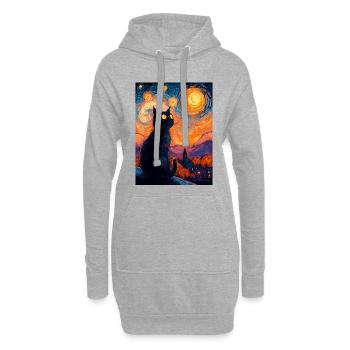 Chat d’Halloween – Motif artistique dans le style de Van Gogh - Sweat-shirt à capuche long Femme - gris chiné - Devant