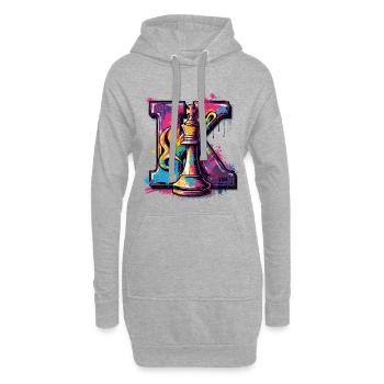 König im Graffiti Kunstwerk Schach - Hoodie-Kleid - Grau meliert - Vorne