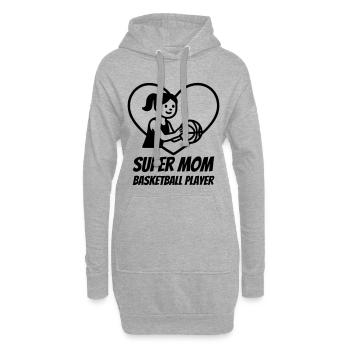Super Mama Basketballerin – Herz Design - Hoodie-Kleid - Grau meliert - Vorne