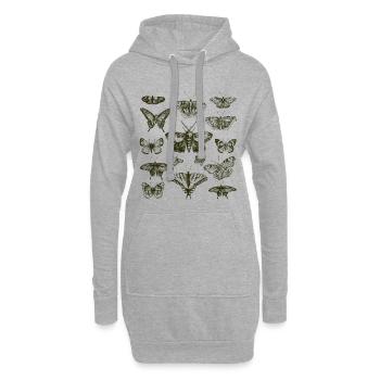 Papillons dessinés à la main vintage - Sweat-shirt à capuche long Femme - gris chiné - Devant