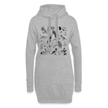 Vögel Liebhaber, Retro-Vogel-Tattoo - Hoodie-Kleid - Grau meliert - Vorne