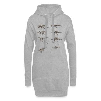 Squelette vintage de dinosaure - Sweat-shirt à capuche long Femme - gris chiné - Devant