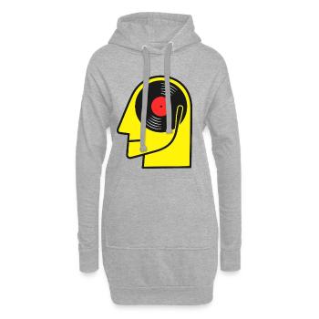 Portrait de tête d’album rétro en vinyle - Sweat-shirt à capuche long Femme - gris chiné - Devant