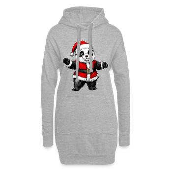 Panda Santa Claus - Sweat-shirt à capuche long Femme - gris chiné - Devant