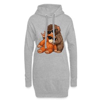 Affe Punch Rockmusik Lustig Geschenk - Hoodie-Kleid - Grau meliert - Vorne
