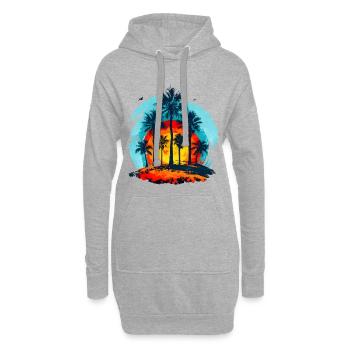Palmen bei tropischem Sonnenuntergang - Hoodie-Kleid - Grau meliert - Vorne