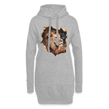Ciel étoilé Lion - Sweat-shirt à capuche long Femme - gris chiné - Devant