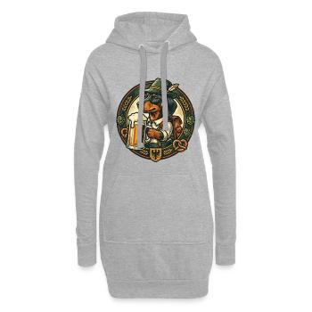 Dackel mit Bierkrug in Lederhosen - Hoodie-Kleid - Grau meliert - Vorne