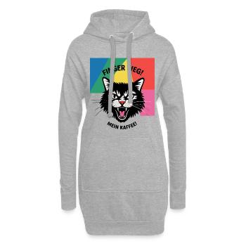 Katzen Kaffee Fun - Hoodie-Kleid - Grau meliert - Vorne