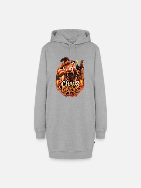Chaos Brews Here Halloween Red Panda - Hoodie-Kleid - Grau meliert