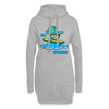Kawaii turtle surfer, Bali Indonesia - Hoodie Dress - heather grey - Front