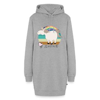 Licorne vintage rétro avec dicton: Shine - Sweat-shirt à capuche long Femme - gris chiné - Devant