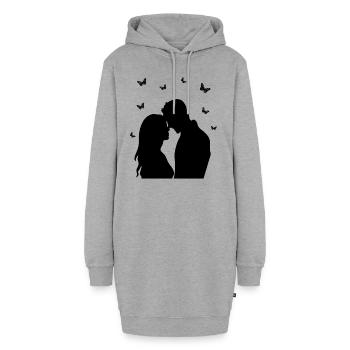 Schattenbild Mann Frau Liebe Gemeinsamkeit - Hoodie-Kleid - Grau meliert - Vorne