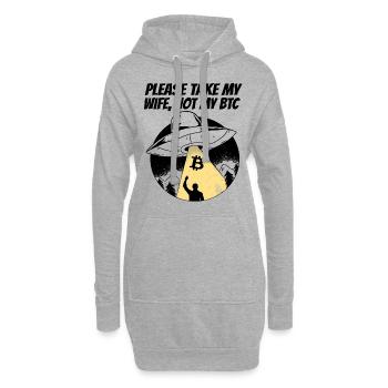 S’il vous plaît prendre ma femme Bitcoin cadeau drôle BTC - Sweat-shirt à capuche long Femme - gris chiné - Devant