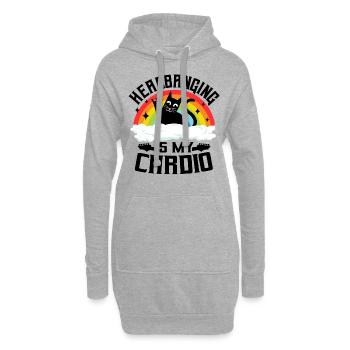 Headbanging Katze Spruch Heavy Metal Katzen Lustig - Hoodie-Kleid - Grau meliert - Vorne