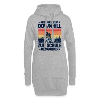 Downhill Spruch Schule MTB Mountainbiker Kinder - Hoodie-Kleid - Grau meliert - Vorne