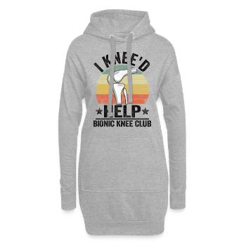 Knie Operation Künstliches Knie Geschenk Genesung - Hoodie-Kleid - Grau meliert - Vorne