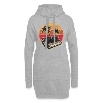 Synthétiseur analogique Vintage 70s Sunset Synth - Sweat-shirt à capuche long Femme - gris chiné - Devant