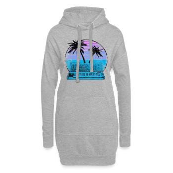 Synthétiseur analogique Synthwave Vintage Retrowave - Sweat-shirt à capuche long Femme - gris chiné - Devant