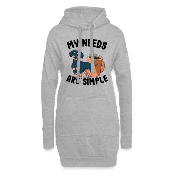 Dackel & Kaffee Teckel Besitzer Dachshund - Hoodie-Kleid - Grau meliert - Vorne