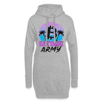 Satoshi Army Retrowave Crypto-monnaies Bitcoin - Sweat-shirt à capuche long Femme - gris chiné - Devant