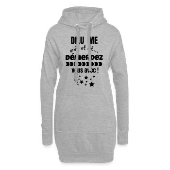 dieu me créa et dit démerdez vous avec, humour - Sweat-shirt à capuche long Femme - gris chiné - Devant