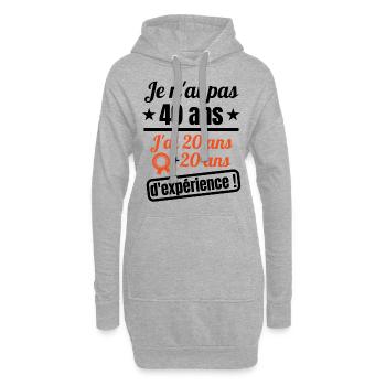 40 ans anniversaire millésime 1983 humour - Sweat-shirt à capuche long Femme - gris chiné - Devant