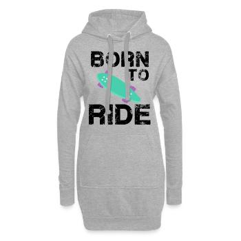 né pour rouler born to ride skateboard skate - Sweat-shirt à capuche long Femme - gris chiné - Devant