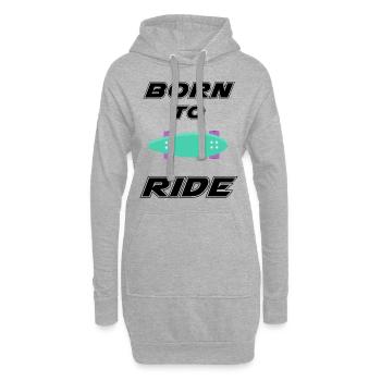 né pour rouler born to ride skateboard skate - Sweat-shirt à capuche long Femme - gris chiné - Devant