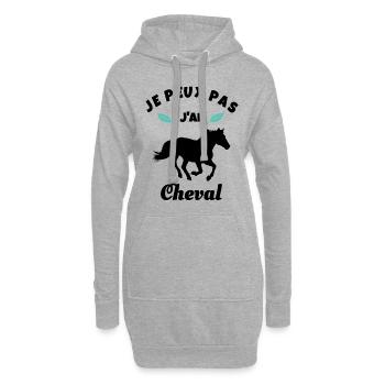 je peux pas j'ai cheval équitation - Sweat-shirt à capuche long Femme - gris chiné - Devant