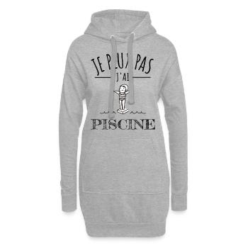 je peux pas j’ai piscine humour piscine sport - Sweat-shirt à capuche long Femme - gris chiné - Devant
