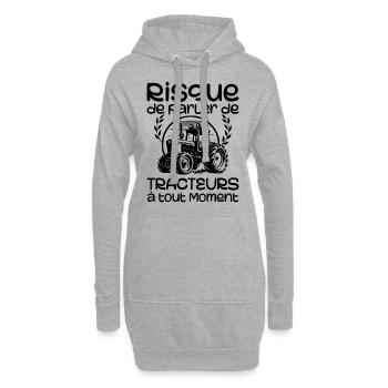 Gefahr, jederzeit über Traktoren zu sprechen - Hoodie-Kleid - Grau meliert - Vorne