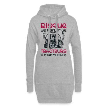 Gefahr, jederzeit über Traktoren zu sprechen - Hoodie-Kleid - Grau meliert - Vorne