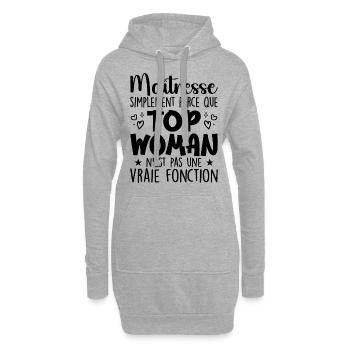 Maîtresse Top Woman - Cadeau Maîtresse - Sweat-shirt à capuche long Femme - gris chiné - Devant