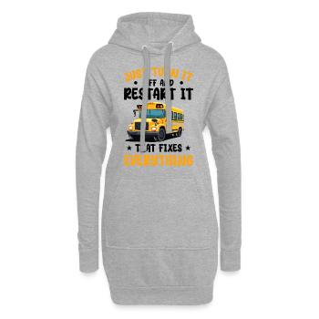 Fahrer für Schulbusse | Lustiger Schulbusfahrer - Hoodie-Kleid - Grau meliert - Vorne
