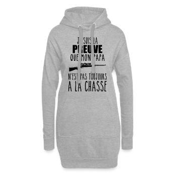 Preuve que mon papa chasse,chasseur, chassé,Chassé - Sweat-shirt à capuche long Femme - gris chiné - Devant