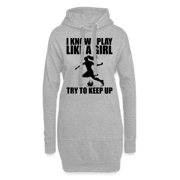 Fußball Kunst, Frauen Mädchen Fußball Spieler Fußball Liebhaber - Hoodie-Kleid - Grau meliert - Vorne