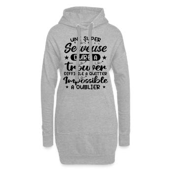 Une Super Serveuse - Cadeau serveuse - Sweat-shirt à capuche long Femme - gris chiné - Devant