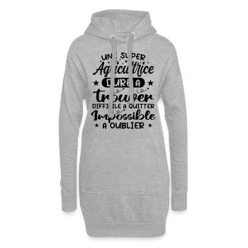 Une Super Agricultrice - Cadeau agricultrice - Sweat-shirt à capuche long Femme - gris chiné - Devant