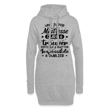 Une Super Maitresse - Cadeau maitresse - Sweat-shirt à capuche long Femme - gris chiné - Devant
