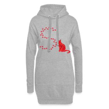 s katze e 18 fussspuren - Hoodie-Kleid - Grau meliert - Vorne