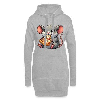Süße Maus Ratte Pizza Käse Champignons Fast Food - Hoodie-Kleid - Grau meliert - Vorne