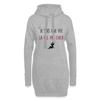 je suis une fée la fée pas chier - Sweat-shirt à capuche long Femme - gris chiné - Devant