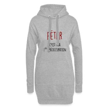 péter c'est ma 1ère préoccupation - Sweat-shirt à capuche long Femme - gris chiné - Devant