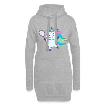 Licorne de badminton - Sweat-shirt à capuche long Femme - gris chiné - Devant