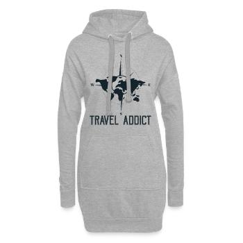 Thématique des voyageurs du monde accro aux voyages - Sweat-shirt à capuche long Femme - gris chiné - Devant