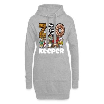 Zoowärter Zoo Wärter Tier Tierpark Lustig Geschenk - Hoodie-Kleid - Grau meliert - Vorne