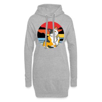 Katze Mittelfinger Vintage Sunset - Hoodie-Kleid - Grau meliert - Vorne